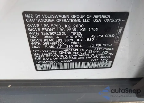 2023 Volkswagen Id.4 Pro/Pro S из США, поврежденный, VIN 1V2VMPE8XPC045097